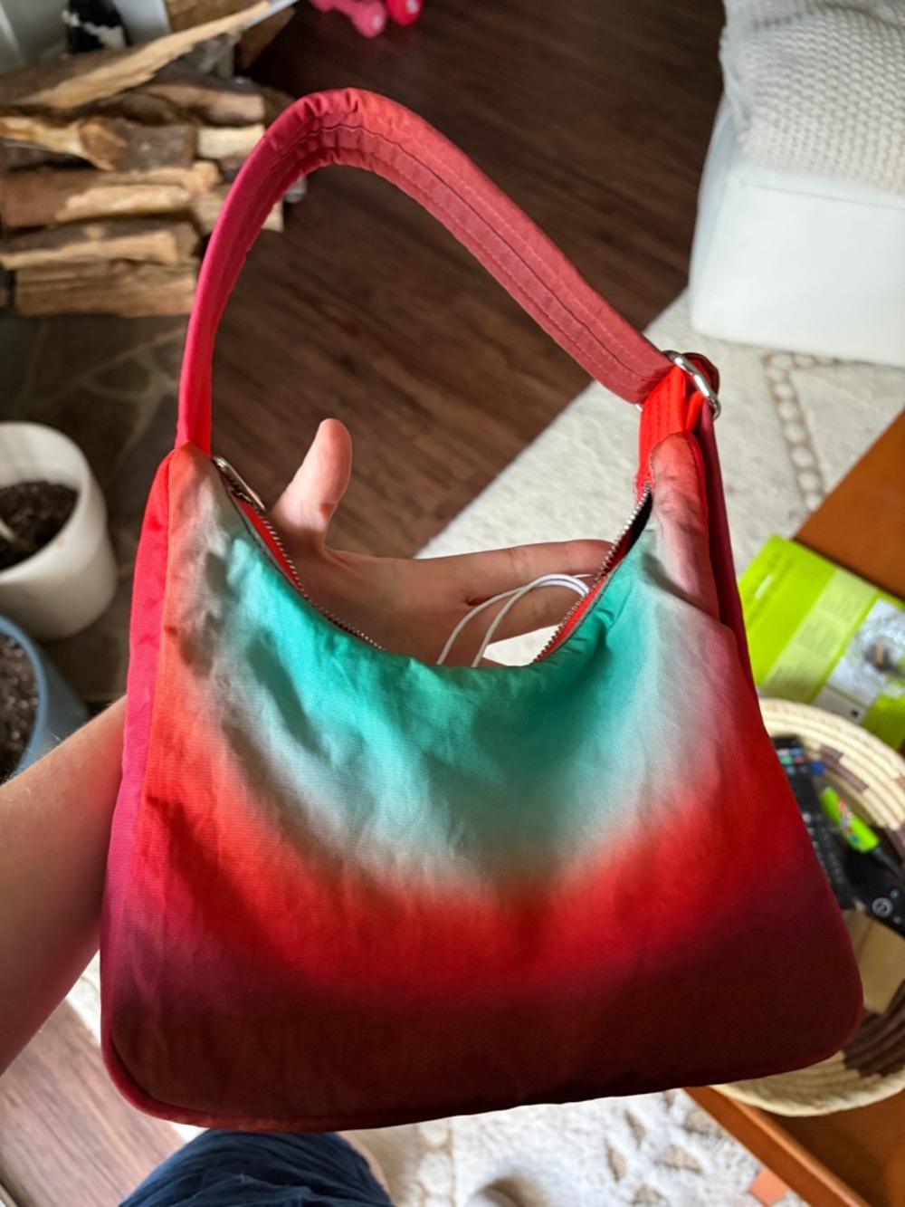 BAGGU Mini Nylon Shoulder Bag in Rain - Picture 3 of 3
